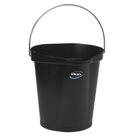 Bucket 12 Liter Polypropylene and Stainless steel 325x330x330mm Also see Bucket Lid 5687 and Wall holder 16200 Black