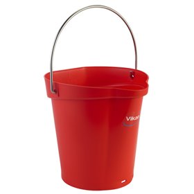 Emmer 6 Liter Van Polypropyleen En Roestvrij Staal 260x270x258mm Rood -Horecavoordeel.com-