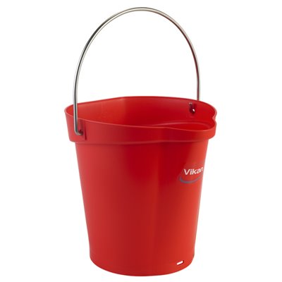 Emmer 6 Liter Van Polypropyleen En Roestvrij Staal 260x270x258mm Rood -Horecavoordeel.com-