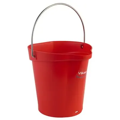 Emmer 6 Liter Van Polypropyleen En Roestvrij Staal 260x270x258mm Rood -Horecavoordeel.com-