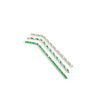 Bending Straw Paper (FSC®) Christmas Assortment ø 6 mm / 24cm -Horecavoordeel.com-