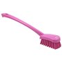 Dish brush With Tall Helve Polyester Fiber, Hard 415x71x75mm Pink