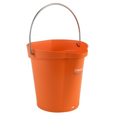 Bucket 6 Liter Polypropylene and Stainless steel 260x270x258mm Also see Bucket Lid 5689 and Wall holder 16200 Orange