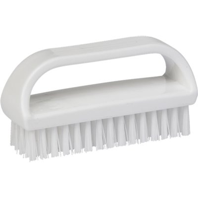 Vikan Classic Plastic Nail Brush with Handle - White - Hard - 100mm