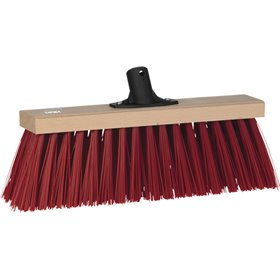 Vikan Classic Blank Wooden Street Broom - Medium Red Fibers - with Handle Connection - 400mm