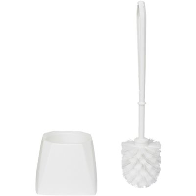 Vikan Classic Toilet Brush with Square Holder - White - Medium Fibers - 400mm