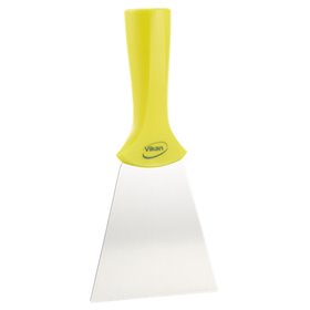 Vikan Hygiene Hand Scraper with Stainless Steel Blade - Yellow - 100mm - with Screw Thread