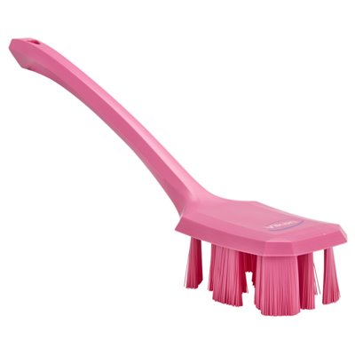 Vikan UST Dish Brush with Long Handle - Pink - Hard Fibers - 395mm