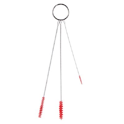 Vikan Hygiene Pipe Brush Set - 3 on Ring - Red - Soft Fibers - Ø2 - Ø5 - Ø6 mm