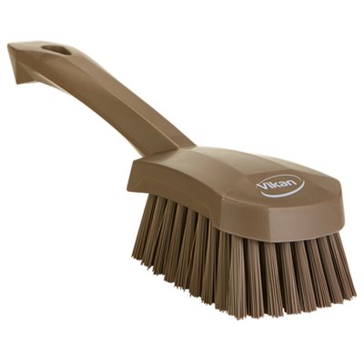 Vikan Hygiene Dish Brush with Short Handle - Brown - Hard Fibers - 270mm