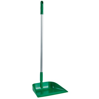 Vikan Hygiene Dust Pan with Upright Aluminum Handle 75cm - Green - angled - 330mm