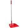 Vikan Hygiene Dust Pan with Upright Aluminum Handle 75cm - Red - angled - 330mm