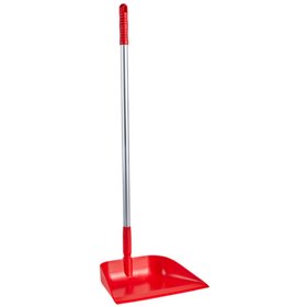 Vikan Hygiene Dust Pan with Upright Aluminum Handle 75cm - Red - angled - 330mm