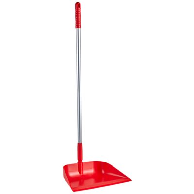 Vikan Hygiene Dust Pan with Upright Aluminum Handle 75cm - Red - angled - 330mm