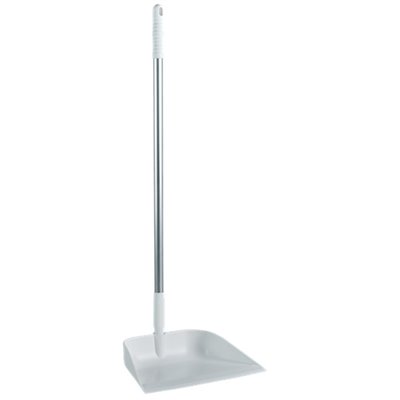 Vikan Hygiene Dust Pan with Upright Aluminum Handle 75cm - White - angled - 330mm