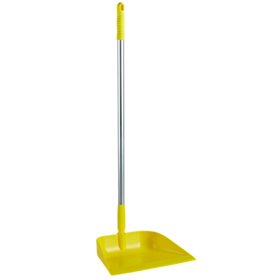 Vikan Hygiene Dust Pan with Upright Aluminum Handle 75cm - Yellow - angled - 330mm