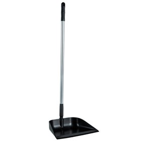 Vikan Hygiene Dust Pan with Upright Aluminum Handle 75cm - Black - angled - 330mm