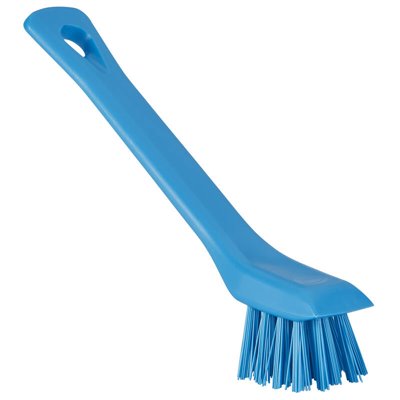 Vikan Hygiene Small Detail Brush with Scraping Edge - Blue - Hard Fibers - 150mm