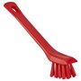 Vikan Hygiene Small Detail Brush with Scraping Edge - Red - Hard Fibers - 150mm