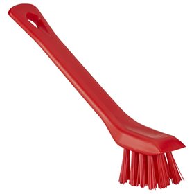 Vikan Hygiene Kleine Detailborstel met Schraprand - Rood - Harde Vezels - 150mm