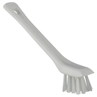 Vikan Hygiene Small Detail Brush with Scraping Edge - White - Hard Fibers - 150mm