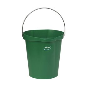 Vikan Hygiene Bucket with Pour Spout - Metal Detectable - Green - Graduation - 12ltr