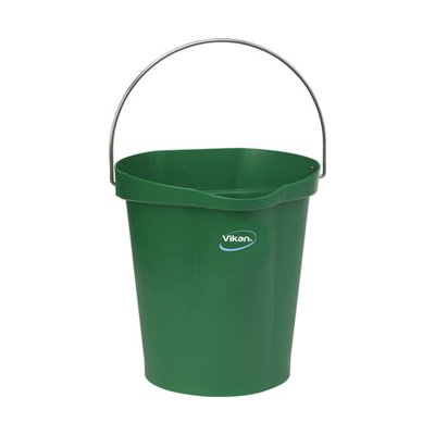 Vikan Hygiene Bucket with Pour Spout - Metal Detectable - Green - Graduation - 12ltr