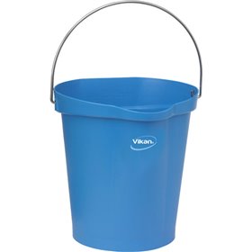 Vikan Hygiene Emmer met Schenktuit - Metaaldetecteerbaar - Blauw - Maatverdeling - 12ltr