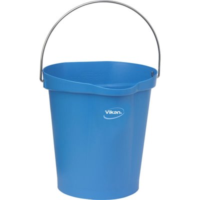 Vikan Hygiene Bucket with Pour Spout - Metal Detectable - Blue - Graduation - 12ltr