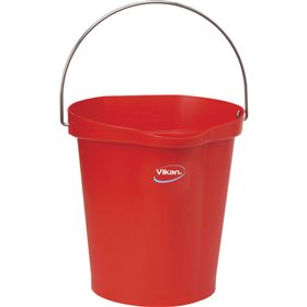 Vikan Hygiene Bucket with Pour Spout - Metal Detectable - Red - Graduation - 12ltr