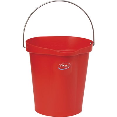 Vikan Hygiene Bucket with Pour Spout - Metal Detectable - Red - Graduation - 12ltr