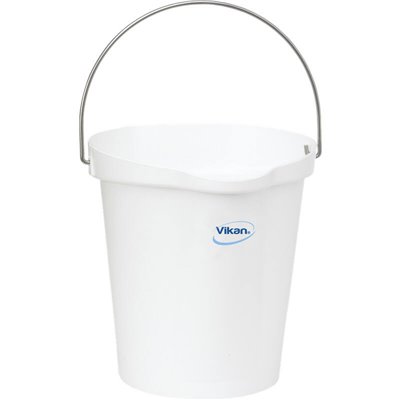 Vikan Hygiene Bucket with Pour Spout - Metal Detectable - White - Graduation - 12ltr