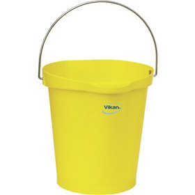 Vikan Hygiene Bucket with Pour Spout - Metal Detectable - Yellow - Graduation - 12ltr