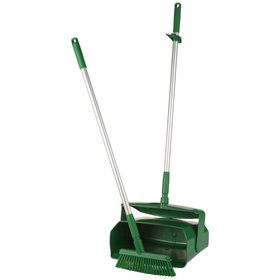 Vikan Hygiene Combination Set Dust Pan 350mm - Green - with Medium Sweeper 250mm and ALU Steel 840mm