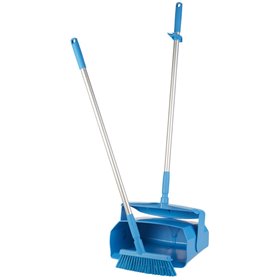 Vikan Hygiene Combinatieset Stofblik 350mm - Blauw - met Medium Veger 250mm en ALU Steel 840mm