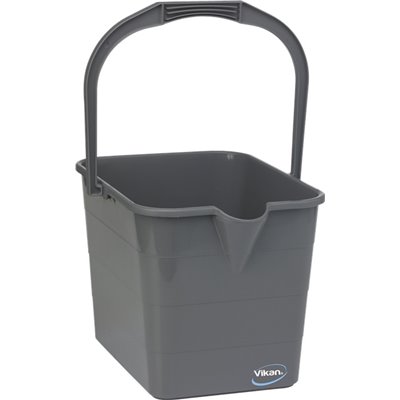 Vikan Microfibre Rectangular Plastic Wire Mop Bucket - Gray - 15ltr