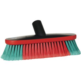 Vikan Transport Washing Brush with Water Passage - Rubber Bumper - Oval - Black - Soft Fibers - 270mm