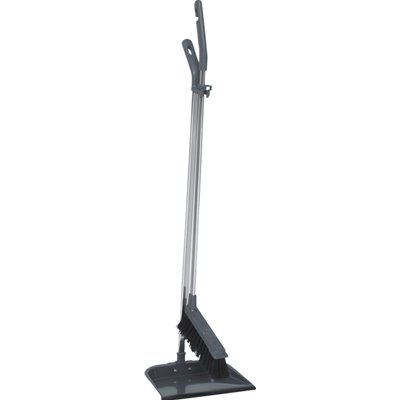 Vikan Microfibre Combination Set Dustpan with Sweeper - Long Handle - Dark Gray - 900mm