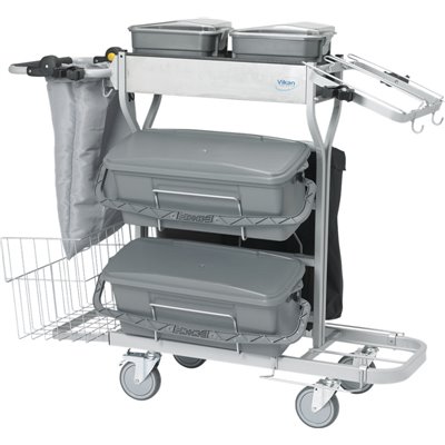 Vikan Microfibre Werkwagen CompactPlus voor Microvezelreiniging - Grijs - 40cm