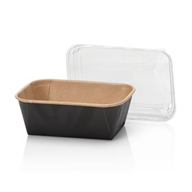 Kraft Containers 750ml Brown/Black 168 Series Rectangle 168 x 118 x 58mm -Horecavoordeel.com-