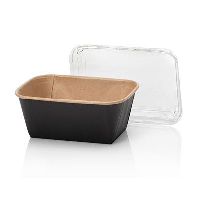 Kraft Containers 900ml Brown/Black 168 Series Rectangle 168 x 118 x 68mm -Horecavoordeel.com-