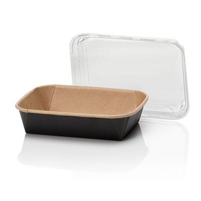 Kraft Containers 650ml Brown/Black 168 Series Rectangle 168 x 118 x 48mm -Horecavoordeel.com-