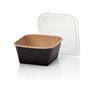 Kraft Containers 650ml Brown/Black 129 Series Square 129 x 129 x 58mm -Horecavoordeel.com-