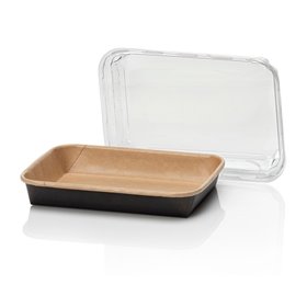 Kraft Containers 500ml Brown/Black 168 Series Rectangle 168 x 118 x 38mm -Horecavoordeel.com-