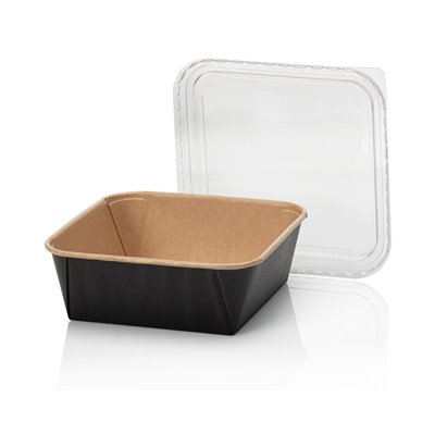 Kraft Containers 1320ml Brown/Black 175 Series Square 175 x 175 x 58mm -Horecavoordeel.com-