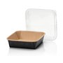 Kraft Containers 1000ml Brown/Black 175 Series Square 175 x 175 x 48mm -Horecavoordeel.com-