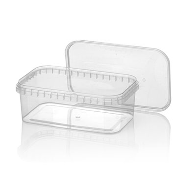 Sealable Meal Containers 1000cc PP Transparent with Lids (Injection Moulding) 184.5 x 118 x 66mm -Horecavoordeel.com-