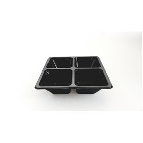 Tapas Bowls 4-compartment RPET Black 170 x170 x 44mm -Horecavoordeel.com-