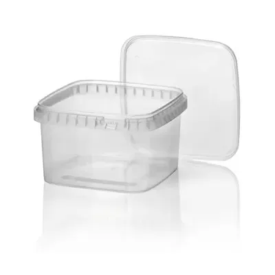 Sealable Ringlock Cups 790cc Square PP Transparent 128 x 128 x 75mm -Horecavoordeel.com-