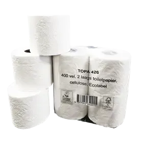 Toiletpapier Traditioneel EU Ecolabel 100% Cellulose 2 laags 400 vel Verpakking 10 x 4 rollen